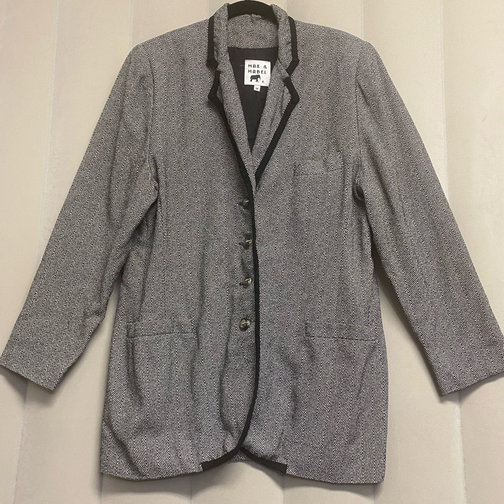 Vintage Max & Mabel Women’s Blazer Jacket Medium Chevron Zigzag Oversized 1990s